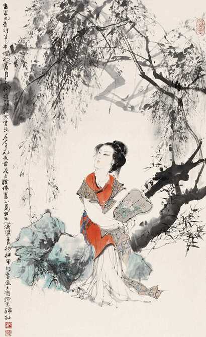 韩敏 2004年作 元夜诗意 镜心